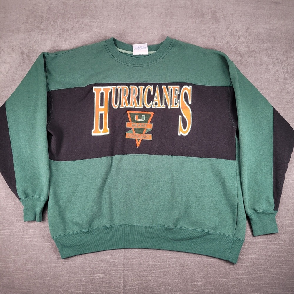 Crable Sportswear Y2K Miami Hurricanes Sweatshirt Pullover Crewneck XL‎